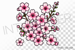 Felt tip pen marker drawing Cherry blossom PNG flower art Product Image 1