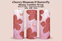 cherry blossom butterfly skinny tumbler sublimation design for 20oz and 30oz skinny tumbler sublimation wrap