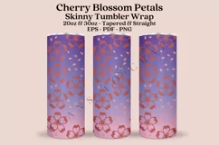 cherry blossom petals skinny tumbler sublimation design for 20oz and 30oz skinny tumbler sublimation wrap