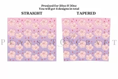 cherry blossom sakura outline gradient skinny tumbler sublimation design for 20oz and 30oz skinny tumbler sublimation wrap