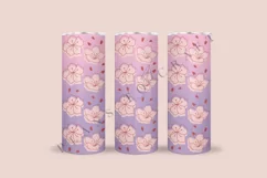 cherry blossom sakura outline gradient skinny tumbler sublimation design for 20oz and 30oz skinny tumbler sublimation wrap