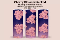 cherry blossom stacked gradient skinny tumbler sublimation design for 20oz and 30oz skinny tumbler sublimation wrap