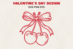 Cherry Bow Valentine SVG | Cute Bow With Cherries | Romantic Product Image 1