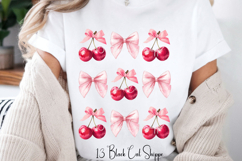 Bow and Cherries Coquette tshirt sublimation PNG Product Image 1