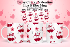 cherry daisy valentine coffee mug sublimation wrap glass mug wrap svg presized for 11oz and 15oz glass mug are sublimation files