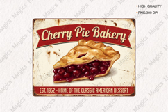 Cherry Pie Bakery Retro Tin Sign PNG, Product Image 1