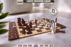 Wooden Chess Laser Cut|Board Game|Strategy Game SVG|3D Laser Product Image 1
