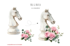 Watercolor chess clipart. Chess piece. Chessboard Product Image 4