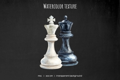 Watercolor white and black chess pieces. King, queen, rook Product Image 3