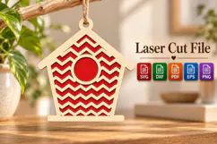 Chevron Birdhouse Glowforge SVG, Zigzag Pattern Laser Cut Product Image 1