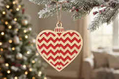 Chevron Heart Christmas Ornament SVG Laser Cut Product Image 2