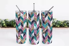 Chevron Tangram Glitter Skinny Tumbler Wrap 20 Oz PNG Design 2
