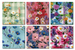 Chequered Floral Vol.1 Seamless Digital Paper, 36 PNG Product Image 5