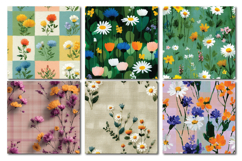 Chequered Floral Vol.1 Seamless Digital Paper, 36 PNG Product Image 6