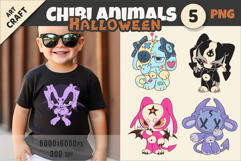 Chibi animals 10 Halloween. Tshirt, PNG. Product Image 1