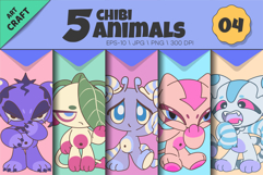 Chibi animals set 04. Tshirt, PNG. Product Image 1