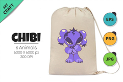 Chibi animals set 04. Tshirt, PNG. Product Image 5