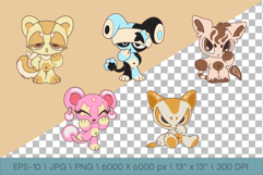 Chibi animals set 09. Tshirt, PNG. Product Image 2