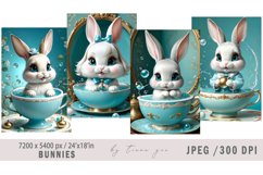 Cute chibi rabbit vintage illustration for greeting card Product Image 1