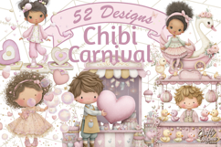 Valentine Chibi Carnival Clipart, Cute Carnival PNG Product Image 1