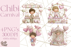 Valentine Chibi Carnival Clipart, Cute Carnival PNG Product Image 1