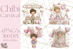 Valentine Chibi Carnival Clipart, Cute Carnival PNG Product Image 1