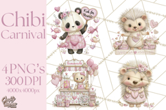 Valentine Chibi Carnival Clipart, Cute Carnival PNG Product Image 1