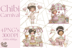 Valentine Chibi Carnival Clipart, Cute Carnival PNG Product Image 1