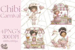 Valentine Chibi Carnival Clipart, Cute Carnival PNG Product Image 1