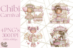 Valentine Chibi Carnival Clipart, Cute Carnival PNG Product Image 1