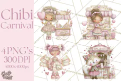 Valentine Chibi Carnival Clipart, Cute Carnival PNG Product Image 1