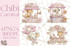 Valentine Chibi Carnival Clipart, Cute Carnival PNG Product Image 1