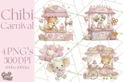 Valentine Chibi Carnival Clipart, Cute Carnival PNG Product Image 1