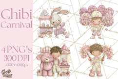 Valentine Chibi Carnival Clipart, Cute Carnival PNG Product Image 1