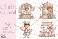 Valentine Chibi Carnival Clipart, Cute Carnival PNG Product Image 1