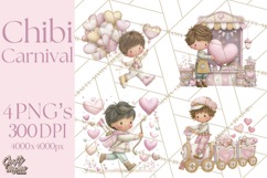 Valentine Chibi Carnival Clipart, Cute Carnival PNG Product Image 1