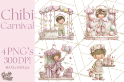 Valentine Chibi Carnival Clipart, Cute Carnival PNG Product Image 1