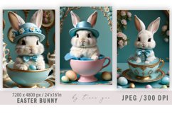 Easter chibi rabbit vintage illustration for greeting card Product Image 1