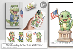 Chibi Founding Father Dino Digital Paper Product Image 1