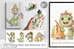 Chibi Founding Father Dino Digital Paper Product Image 1