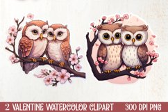 Chibi Owl Valentines Day Clipart and Stickers, Valentines PN Product Image 1