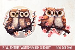 Chibi Owl Valentines Day Clipart and Stickers, Valentines PN Product Image 1