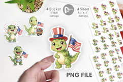 Chibi Patriotic Parade Dino Sticker Product Image 1