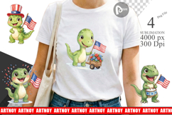 Chibi Patriotic Parade Dino Sublimation Product Image 1