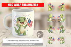 Chibi Patriotic Parade Dino Mug Wrap Product Image 1