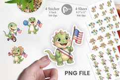Chibi Patriotic Parade Dino Sticker Product Image 1