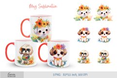 Funny Dog Wearing Flower Wreath on the Head for Mug Wraps Product Image 1