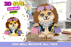 Chic Shopping Lion 3D SVG Product Image 1