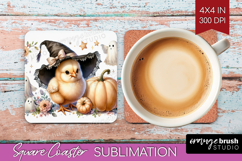 Chick Halloween Square Coaster Coquette Coaster PNG Product Image 1