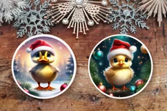 Chick and Duckling Christmas Round Signs PNG